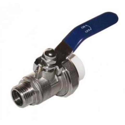 Шаровой кран из латуни с наружней резьбой и одной сварной головкой из ППР Donsen