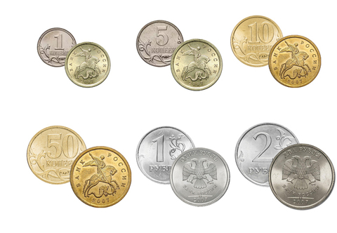 Набор из 6 регулярных монет РФ 2007 года. СПМД (1 коп. 5 коп. 10коп. 50 коп. 1 руб. 2 руб.)
