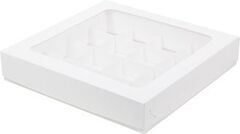 Коробка для 16 конфет с окном БЕЛАЯ 18х18х4см