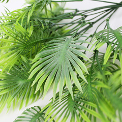 Пальма зеленая с патиной, зелень искусственная, 35 см., набор 2 букета