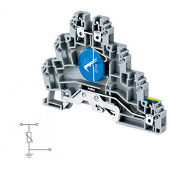 Трехуровневая клемма, винтовые зажимы проводника до 2.5 мм.кв. со схемой конфигурации MOV и точкой заземления на DIN рейку