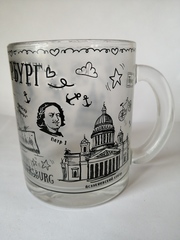 Кружка 300 мл стекло с видами Петербурга.