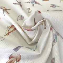 Ткань хлопок пике с эластаном с птицами 2085