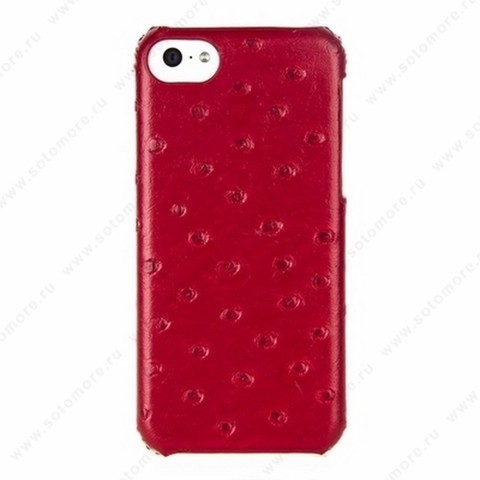 Накладка Melkco кожаная для iPhone 5C Leather Snap Cover (Ostrich Print pattern - Red)