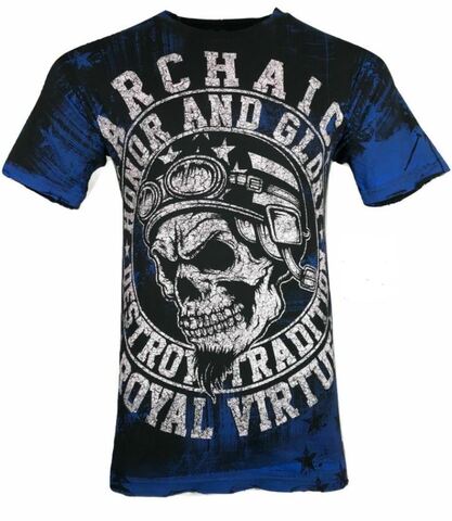 Archaic | Футболка мужская DEATH RACER Black Navy AM1835BN от Affliction перед