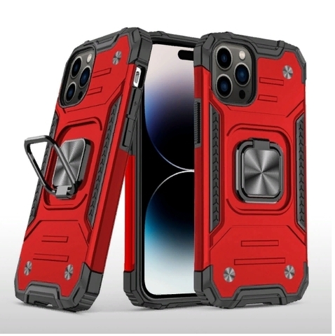 Противоударный чехол Strong Armour Case с кольцом для iPhone 14 Pro (Красный)