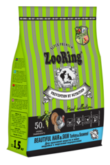 ZooRing Hair Skin сухой корм для кошек (индейка ,морские водоросли) 1,5 кг