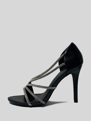 Босоножки Bai sen 518-2 со стразами с закрытой пяткой на тонком каблуке