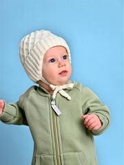 Шапка вязаная на завязках Ромбики (экрю)