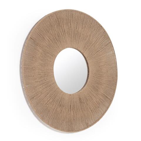 Круглое зеркало Damira в раме из джута с натуральной отделкой Ø 100 см