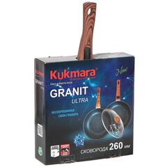 Сковорода алюминий, 26 см, антиприг, Kukmara, Granit Ultra, красн, сга263а, с крыш, съем руч