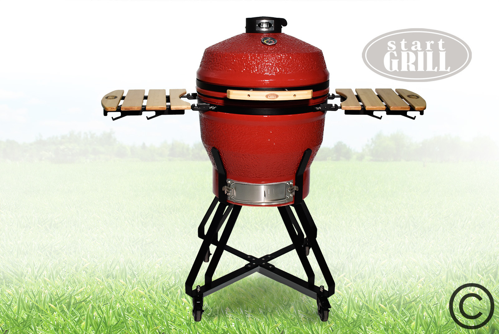 Керамический гриль Start Grill PRO красный, 56 см/22 дюйма Артикул: SG22 Фото №1