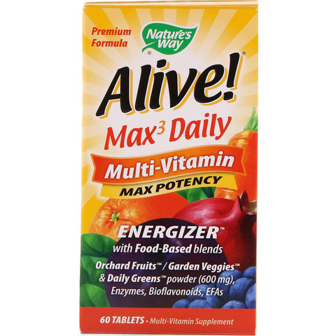 Nature's Way, Alive! Max3 Daily, мультивитамины, 60 таблеток