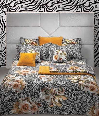 Постельное белье 2 спальное евро Roberto Cavalli Bouquet Leopard gold 002