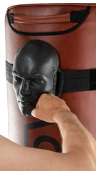 Напольный боксерский мешок кожа FILIPPOV 170см/40см/80кг, коричневый