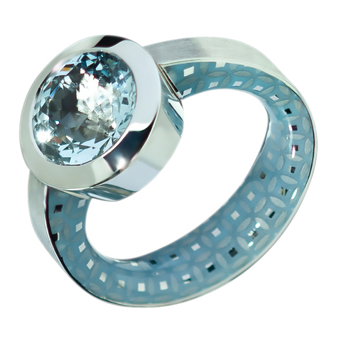 Кольцо с Топазом Sky, Эмаль, R0178-22/21