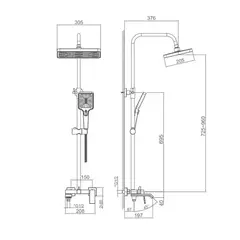 Стойка душевая со смесителем HAIBA HB24575-5 золото