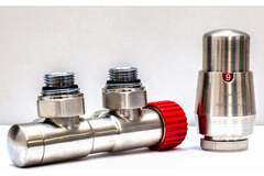 Комплект Vario Term Twins для углового подключения с термоголовкой правый (никель шлифованный)