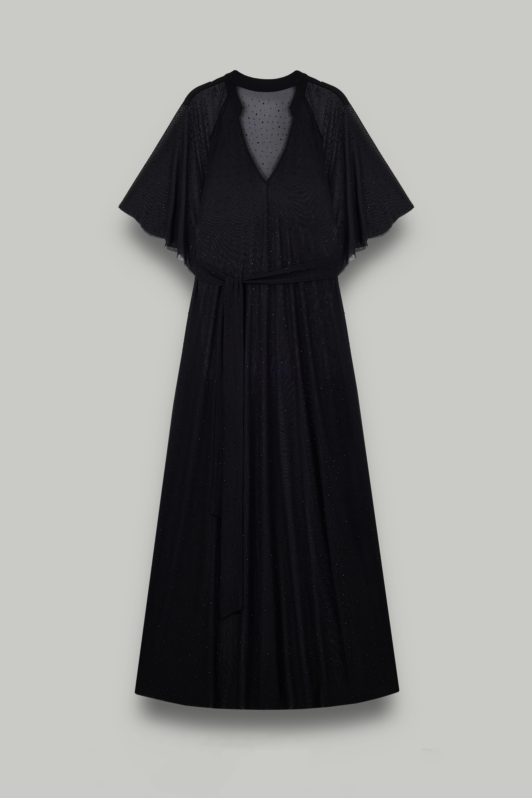 Платье-туника из сетки со стразами, черный