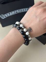 50922- Браслет из оникса c посеребренными вставками CHROME HEARTS