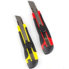 
          Нож канцелярский Alingar, 18 мм, с механической фиксацией лезвия, с металл. напр., мягкие вставки, цвет. пластик корпус, ассорти, пакет с европодвесом