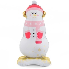 К Фигура на подставке, Снеговик в розовом шарфе, 47''/119 см, 1 шт.