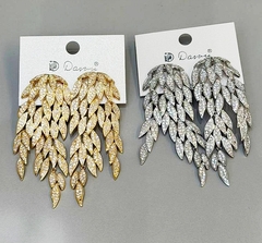 56419 - Серьги длинные КАСКАД с кристаллами серебро/золото