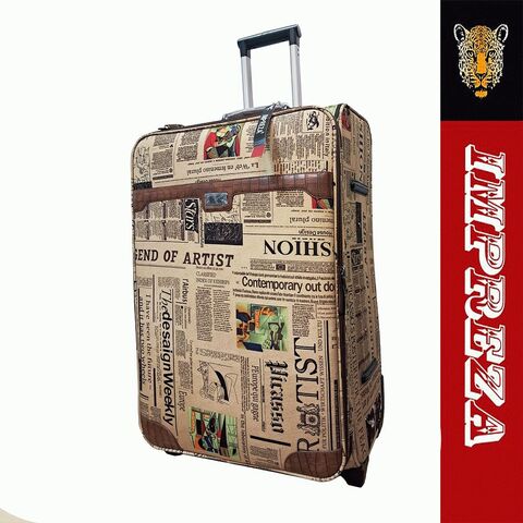 Чемодан ткань Impreza Газета 2 колеса 71х44х31(+3) см/90 (97)л/4.2 кг (L-маломерка)