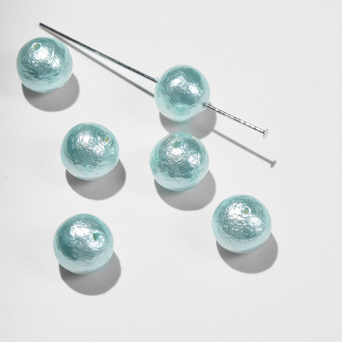 Хлопковый жемчуг, оттенок "Aqua", шар 12мм, сквозное отверстие