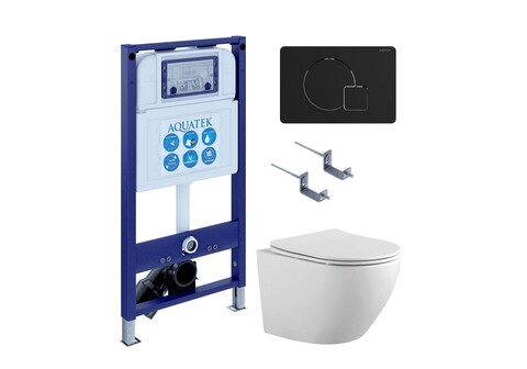 Aquatek SET Aquatek ЕВРОПА-069 4в1 SET Aquatek ЕВРОПА-069 4в1 (рама Aquatek INS-0000025 +крепление KKI-0000002 +кнопка KDI-0000069 +унитаз AQ1901-00 +тонкое сиденье sc)