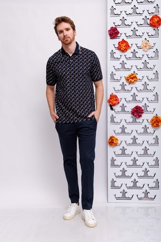 Bugatti Поло из хлопка с эластаном в контрастный узор