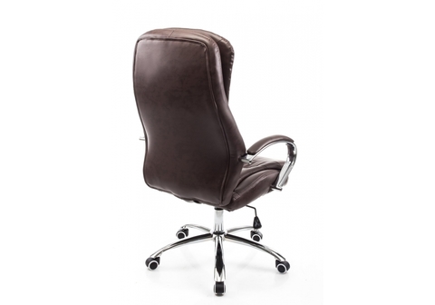 Офисное кресло для персонала и руководителя Компьютерное Tomar коричневое 68*68*119 Хромированный металл /Коричневый кожзам