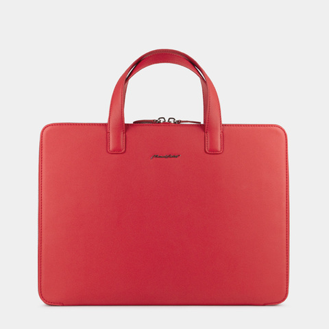 Сумка для документов и техники 13 - 14 из кожи теленка, красного цвета