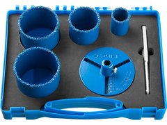 ЗУБР 6 шт, 33, 53, 67, 73 мм, карбид вольфрама, набор кольцевых коронок, Профессионал (33350-H6)