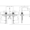 Gessi 316 Смеситель для раковины на 3 отверстия, без донного клапана, излив 156мм, h=201мм, цвет: brushed black metal pvd 54412#707
