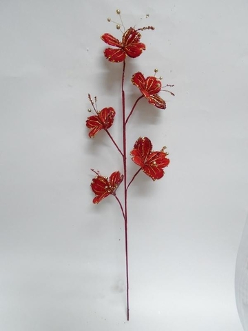 Веточка кизила 79см ChristmasDeLuxe premium collection красно-золотая