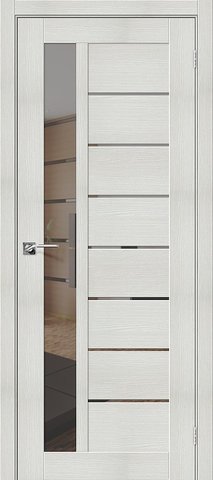 Межкомнатная дверь экошпон Порта-27 Bianco Veralinga зеркало Mirox Grey, elporta (Браво)