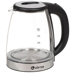 Чайник электрический Lofter, A04, 1.8 л, 1500 Вт, скрытый нагревательный элемент, подсветка, стекло