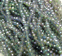 БП029ДН23 Хрустальные бусины "рондель", цвет: серый с цв. AB прозрач., 2х3 мм, кол-во: 95-100 шт.