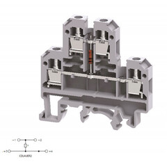 Двухуровневая клемма, винтовые зажимы проводника до 4 мм.кв. 32A/500Vсо схемой конфигурации R2