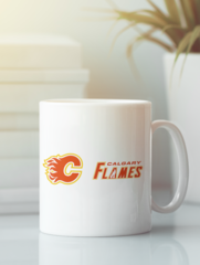Кружка с рисунком НХЛ Калгари Флэймз (NHL Calgary Flames) белая 009