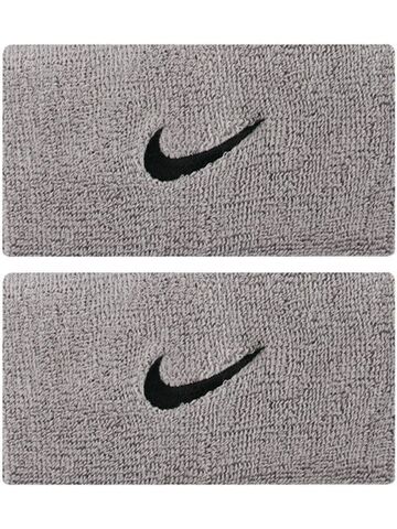 Напульсники теннисные Nike Swoosh Double-Wide Wristbands - matte silver/black