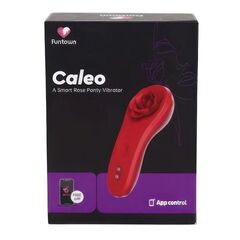 Красный вибратор в трусики Funtown Caleo с магнитным держателем-розой - 