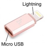 Переходник OTG Micro USB на Lightning Hoco (Розовый)