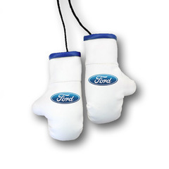 Перчатки боксерские комбинированные "Ford", белые с синим