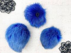 Меховой помпон лиса, d 4,4 см, василек