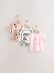 Футболка для девочки Next E65-393, 3 шт., Розовый, Белый