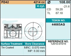 Поршень двигателя TEIKIN 44665AG STD (4шт/упак)