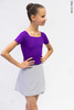 Wrap chiffon skirt with violet contrast ribbon | grey