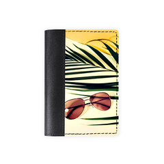 Обложка на паспорт комбинированная "Солнечные очки", черная